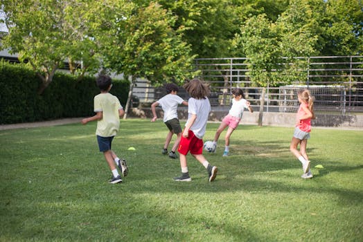 group of friends playing football